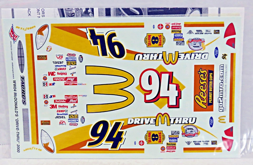 Calcomanía NASCAR #94 McDONALD's Bill Elliott 2000 Ford Taurus Networks Nuevo de Lote Antiguo Foto 1 de 1