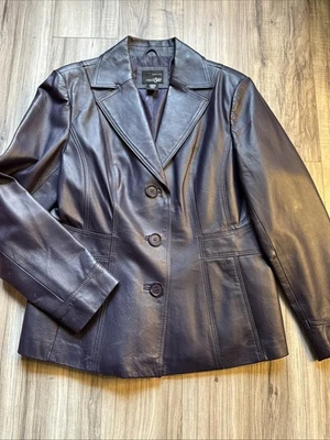 Chaqueta Blazer de Cuero East 5th Mujer Grande Púrpura Y2K MC Foto 1 de 4