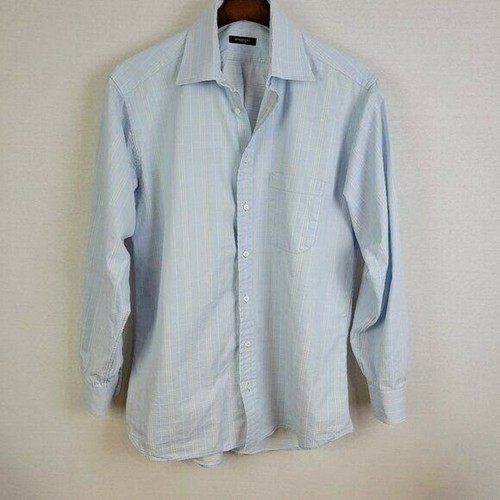 Camicia elegante Burberry uomo 16R blu panna nova quadri tasca bottoni