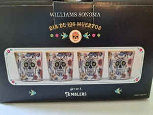 Williams Sonoma Tag der Toten GOLDRAND KURZE GLASBECHER 13 Unzen S/4 Durchmesser de - Bild 1 von 3