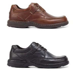 Mens Hush Puppies Randall Ii Brown Black Leather Lace Up Work Formal Mens Shoes - Picture 1 of 13