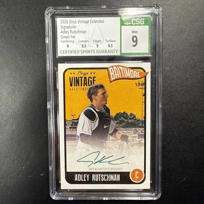 2020 Onyx Vintage Adley Rutschman Green Auto /50 CSG 9 w/ Graded 10 Auto - Image 1 of 4