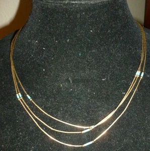 Vintage Sterling Native American Liquid Silver 19" Necklace Gold Plated - Picture 1 of 4
