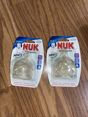 Gerber NUK Orthodontic Wide Silicone Bottle Nipples Lot 0m+ Slow Flow NOS NEW - Image 1 of 3