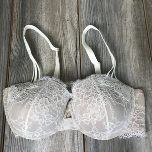 Soma Sensuous Lace Balconet Bra Size 38D White Chantilly Lace Underwire EUC - Picture 1 of 7