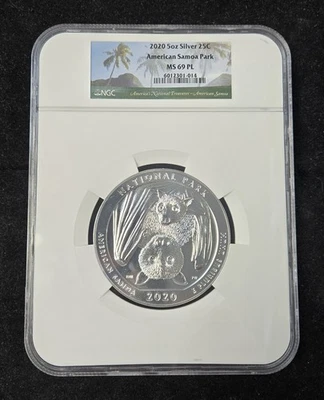 2020-P 5 oz .999 Fine Silver American Samoa Park MS69PL NGC - Bats - Image 1 of 3