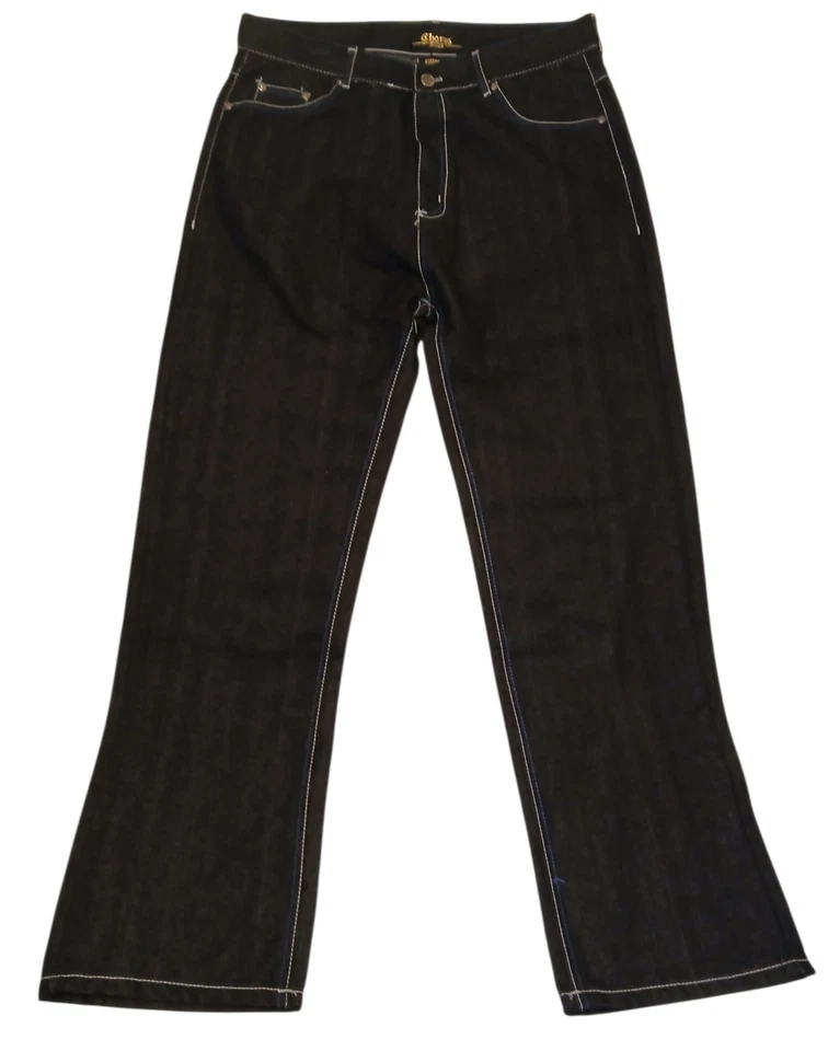 Y2K Chams Jeans Men 36 Dark Blue Wash Bootcut Denim Contrast Stitching/Pockets - Image 1 of 4
