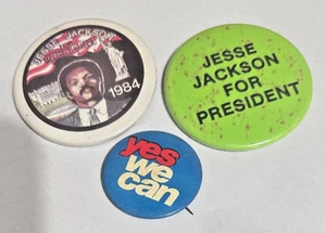 LOTE DE BOTONES PINBACK VINTAGE 1984 JESSE JACKSON PARA PRESIDENT CAMPAÑA - Imagen 1 de 4