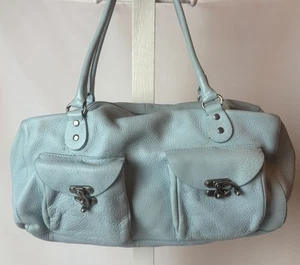 Bolso Hobo de Hombro Cynthia Rowley Cuero Azul Pálido Bolsillo de Carga - Imagen 1 de 12