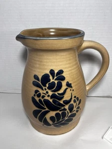 Pfaltzgraff Folkart Pitcher 2 1/2 Quart #416 Brown W/ Blue Bird Design - Picture 1 of 6