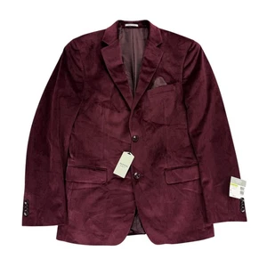 Alfani Mens Slim Fit Solid Velvet Suit Jacket Burgundy Red 38R - Picture 1 of 5