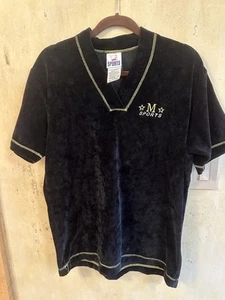 VINTAGE 80’S BLACK VELVET MONDI SPORT LOGO TANK TOP SZ 36(S) 80% COTTON GREECE - Bild 1 von 19