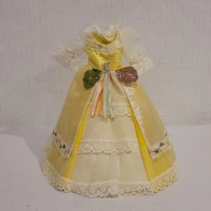 Vestido amarillo original vintage 1986 Lady Lovely Locks Maiden corona rizada  - Imagen 1 de 6