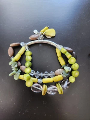 B2095 Retirado Silpada Material Mixto Elástico Pulsera Silpada 3 Hilos Verde,  Foto 1 de 4