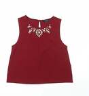 New Look Womens Red Polyester Basic Tank Size 12 Scoop Neck