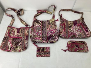 Vera Bradley Very Berry Paisley Hipster Crossbody Purse Bag Wallet Wristlet Set - Picture 1 of 14