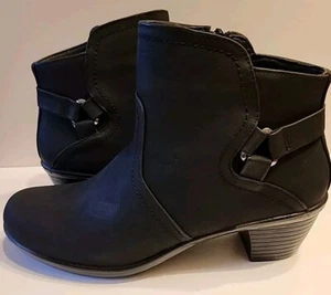 EASY STREET women's zip up side DAWNTA ankle boot size 9 WW black 2" heel NEW - Picture 1 of 7