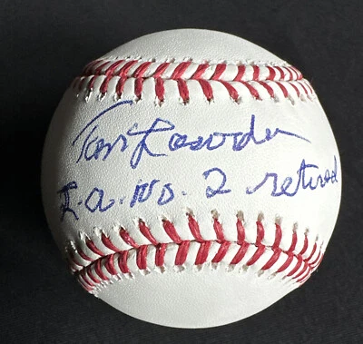 Tommy Lasorda Signed Baseball Inscribed LA NUMBER 2 RETIRED PSA DODGERS - Image 1 of 3