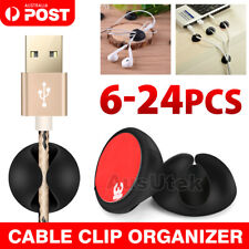 6Pcs-24 Pcs Cable Clips Tidy Cord Lead Organiser USB Charger Holder Drop Sticker