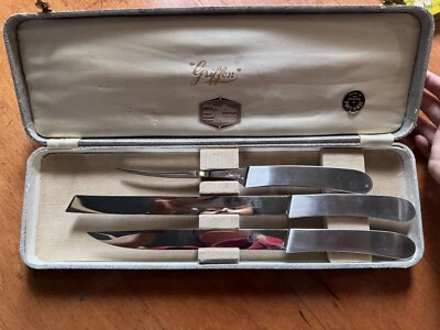 Griffon Cutlery Corp. Vintage 3 Pc Steak Knife Set made in England - Image 1 of 4