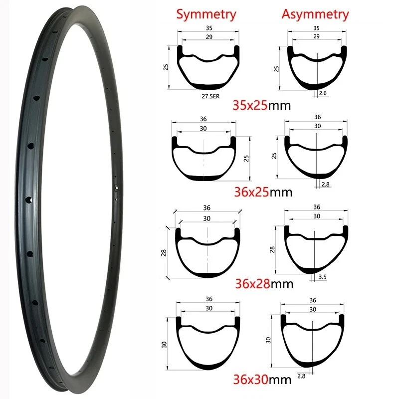 Llantas de bicicleta de montaña 29/27,5er 650B XC AM ruedas de carbono sin cámara acabado UD/3K/12K Foto 1 de 4