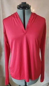 Be Inspired Women's Strawberry Pink V-Neck Athletic Long Sleeve Shirt Size Large - Picture 1 of 10