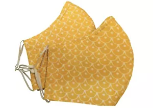 MERMAID SCALES ~ Yellow Shaped Ladies Face Mask Triple Layer Nose wire ~ Made UK - Picture 1 of 2