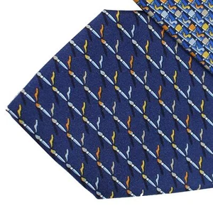 100 % neue SALVATORE FERRAGAMO Seidenkrawatte marineblau Pinsel Neuheit 211192 - Bild 1 von 4