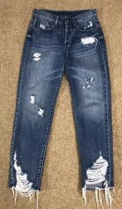 Pistola Button-Fly Cropped Blue Jeans Capris Juniors Size 24 Distressed Frayed - Picture 1 of 9