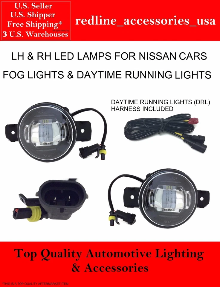 LED FOG LIGHTS LAMPS UPGRADE FOR NISSAN ALTIMA ROGUE PATHFINDER VERSA SENTRA  - Image 1 of 4
