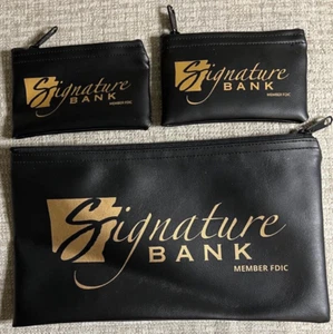 SIGNATURE Bank of Arkansas Bank Money Bag w/ Zipper 11" + 2 Change Bag 5" NEW - Picture 1 of 5