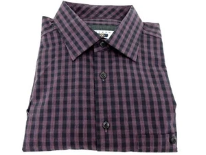 NUEVO CON ETIQUETAS - CAMISA MANGA LARGA JOSEPH ABBOUD berenjena/negro a cuadros para hombre - M - Imagen 1 de 2