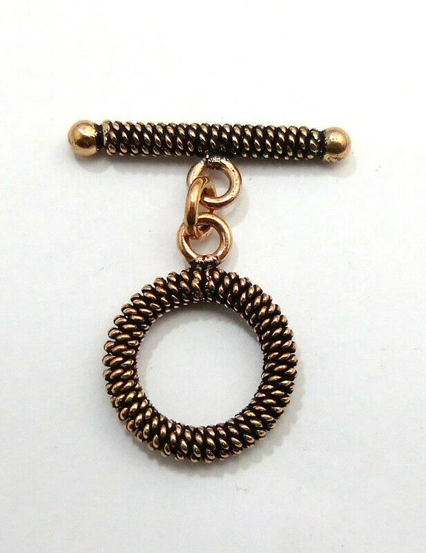 3 SET 18X27MM SOLID COPPER BALI TOGGLE CLASP ANTIQUE COPPER 565 ATL-92 - Image 1 of 1