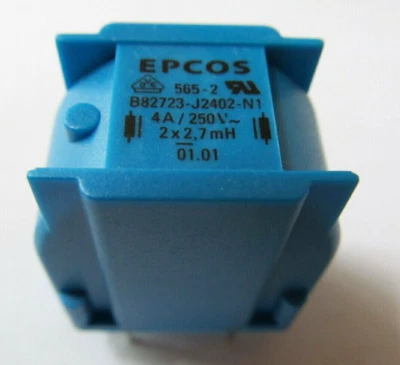 Epcos B82723J2402N1 2 Line Common Mode Choke Dual 2.7mH 10kHz 4A 60mOhm 250V - Image 1 of 3