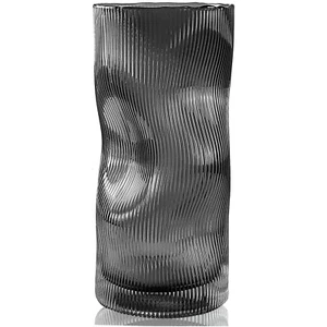 Vase Glas Blumenvase Groß Hoch Modern Dekoration Schwarz Grau - Bild 1 von 10