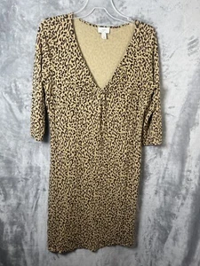 Vestido recto Ann Taylor Loft para mujer manga 3/4 capas estampado animal marrón talla XL - Imagen 1 de 6