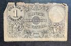1 LIRA 1848 Banknote MONETA DEL COMUNE DI VENEZIA Stamped