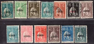 AZORES PORTUGAL 1918/26 TRECE SELLOS USADOS PERF: 12x11 1/2 CERES - Imagen 1 de 2