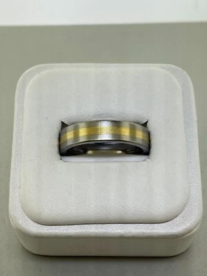 New 18K Gold & Titanium Wedding Band Men's Ring, Durable & Stylish Size 10 - Изображение 1 из 4