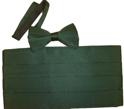 *FREE POST* DK GREEN Cummerbund and Bowtie Set BNIB Weddings/Proms/Bands  - Image 1 of 2