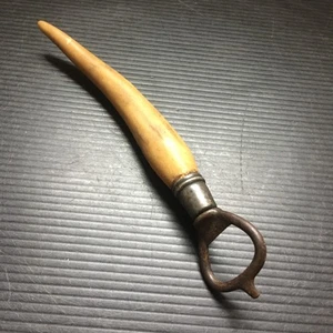 Seltener antiker Flaschenöffner mit Horn + Silbergriff 7,25 Zoll L x 1,325 Zoll B - Bild 1 von 3