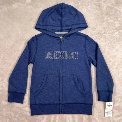 Suéter OshKosh B'Gosh Niños Talla 4T Azul Cremallera Completa Polar Sudadera con Capucha Ropa Informal NUEVO Foto 1 de 4