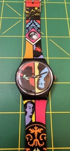 SWATCH UHR AG 1988 "COLOURED LOVE" GB 122 NEUE BATTERIE FUNKTIONIERT SWISS ETA SELTEN - Bild 1 von 7
