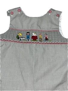 Stelly Belly Peanuts GINGHAM Karo Snoopy Overall Druckknopf Schritt 18 Monate Kleinkind - Bild 1 von 18