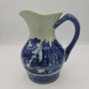 Vintage cobalt flow blue ironstone 6 inch pitcher Victoria wear - Picture 1 of 3