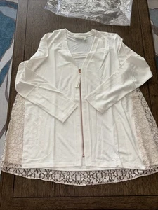 LOGO BY LORI GOLDSTEIN ZIP UP JACKET W/FRONT POCKETS Lace Detail NEW SIZE M - Picture 1 of 14