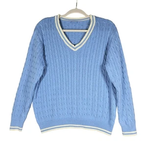 John Galt Morgan Pullover Damen mittelblau Zopfmuster Tennis Brandy Melville - Bild 1 von 12