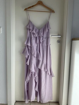 H&M Damen Maxikleid L Flieder Volants Rüschen Viskosemischung Fließend Träger - Bild 1 von 4