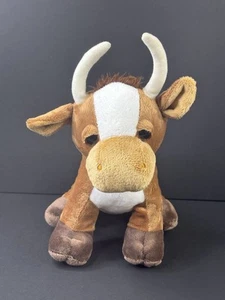 Longhorn Plush Sitting Stuffed Animal Bean Weighted Cow Steer - Picture 1 of 6