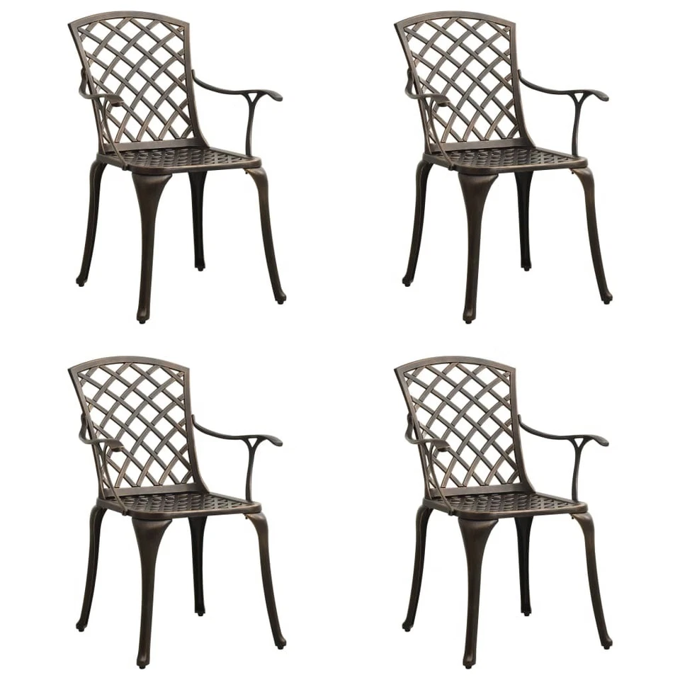 Garden Chair Set of 4 Bronze Cast Aluminum Standard Durable - Image 1 of 4